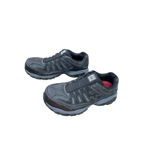 Skechers Work Mens Black leather fabric steel toe Sneakers Size 10 SKU 9054 - Picture 3 of 16